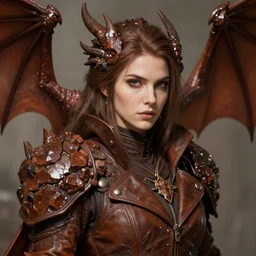 portrait of a mix between geomancer and dragonslayer, female, shiny brown rocks and dragons, leather coat, high fantasy, dnd, face details, extremely detailed, smooth, sharp focus, digital illustration, by artgem, rossdraws, sakimichan