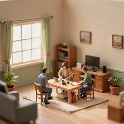 inside of a room, miniature photo, 4 k