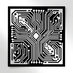 black and white svg vector art panel for cnc plasma, laser, stencil, unique art deco hole through circuit design