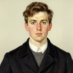portrait of a young man, illustrated by grant wood, june mendoza