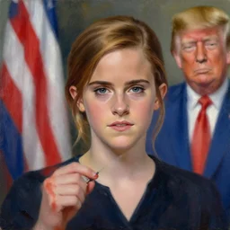 emma watson, painting by donald trump