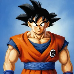 Goku painted by Fernando Botero