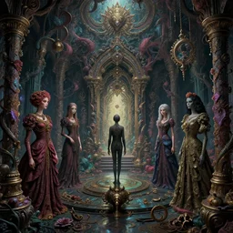 a psychedelic realm at the edge of all known time in the style of h. r. giger and greg rutkowski and amanda sage and junji ito, lush, sumptuous, exquisite, elegant, elaborate, rich, ray traced, global illumination, artstation, in frame