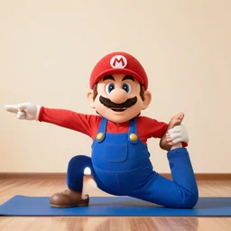 Mario doing yoga