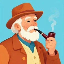 colorful!!!!! mcbess illustration of an old sailorman smoking pipe