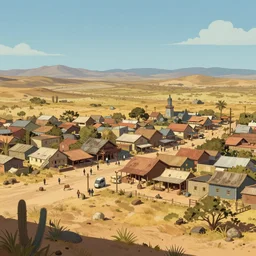 arid mediterranean wild west port town by Simon Stålenhag and Thomas Kinkade and Greg Rutkowski, trending on artstation, 4k