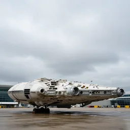 the millennium falcon landing at heathrow airport.