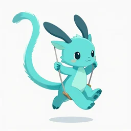 cyan cute spirit axie pet swing its long tail, fantasy, studio ghibli, clean cel shaded vector art, style artstation, style greg rutkowski, octane render, unreal engine 6, epic game graphics, fantasy, conceptual art, ray tracing