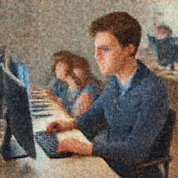 epic employee with so many kids in front of computer. highly detailed, digital painting, concept art, smooth, sharp focus, illustration, art by greg rutkowski