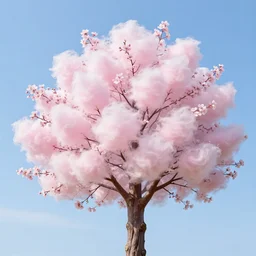 sakure tree blooming with cotton candies