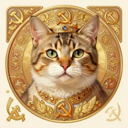 a portrait of a cat, hero of the soviet union, upper half portrait, decorated with soviet motifs, intricate, elegant, highly detailed, symmetry, headpiece, digital painting, artstation concept art smooth sharp focus, illustration, art by artgerm and greg rutkowski alphonse mucha 8 k