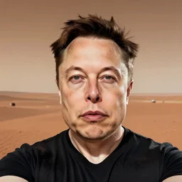 selfie of Elon Musk on Mars, symmetrical face, photography, selfie, 8k