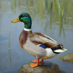 a duck on the prowl oil painting alekos kontopoulos