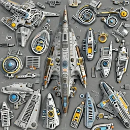 a 3 d render of a spaceship in from different angles