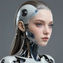 extremely detailed, intricate photrealistic portrait beautiful female android, art by horst p. horstr, h 7 0 4