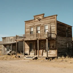 a deserted old west ghost town, photorealistic, 4 k