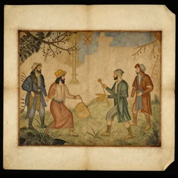 a scan of an ancient piece of art on parchment depicting a scene from the x - files ( 1 9 9 3 )