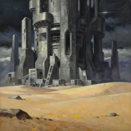 baroque oil painting of anime key visual environment concept art of anime desert concrete brutalist dark fantasy, rule of thirds, cinematic lighting, fake hidden detail, trending on pixiv fanbox, acrylic palette knife and brush, style of makoto shinkai studio ghibli genshin impact jamie wyeth james gilleard greg rutkowski