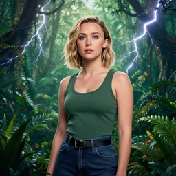 Poster of Millie Bobby Brown in a jungle of lightning