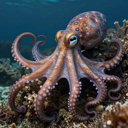 angelish octopus, realistic, intricate