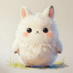 a wallpainting of a cute fluffy plushy fantasy creature