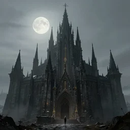 Dark majestic fortress under a pale moon, Darek Zabrocki, Karlkka, trending on Artstation, 8K