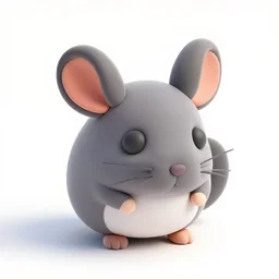 a very tiny chinchilla that looks like the ios emoji and has the same colors, 3 d clay render, 4 k uhd, white background, isometric top down left view, diffuse lightning, zoomed out very far