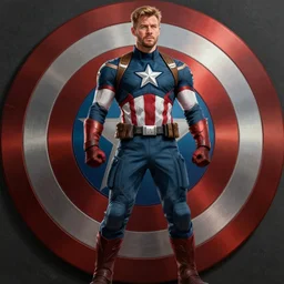 chris hemsworth as captain america wearing captain america costume, realistic artstyle, trending on artstation, macro, intricate, vibrant, digital painting, full body portrait, hd, cinematic, dramatic, ultra detailed, illustration, concept art, unreal engine 5, 8 k, 4 k