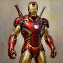 a beautiful painting of Iron Man in a steampunk style, by Frank Miller and Frank Frazetta. Trending on artstation.