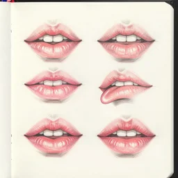 color pencil concept sketches of kissing lipstick lips by an art student for his sketchbook