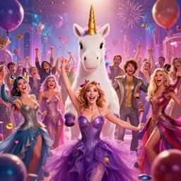 epic professional digital art of!!!! 🦄!!!!! 🎉 party, happy, cheerful, fun, hdr, 4 k, leesha hannigan, wayne haag, reyna rochin, ignacio fernandez rios, mark ryden, iris van herpen, best on wlop, pixiv, stunning, gorgeous, much wow, cinematic, masterpiece
