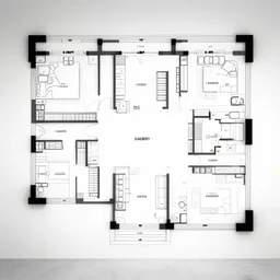 exhibition gallery floor plan, black and white