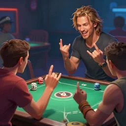 the rock dwayne johnsson playing a game of rock paper and scissors, digital art, artstation