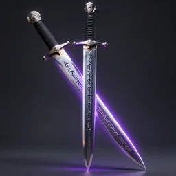 european long sword, narrow blade, vertical running runes on the blade, inscriptions on the blade, highly detailed, 4 k, 8 k, intrinsic design, light purple aura, cinematic lighting, dark grey tint metal, octane render, artstation