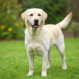 dog yellow english lab gardening