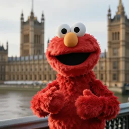 a photo of 8k ultra realistic elmo in the house of commons, cinematic lighting, trending on artstation, 4k, hyperrealistic, focused, extreme details, unreal engine 5, cinematic, masterpiece