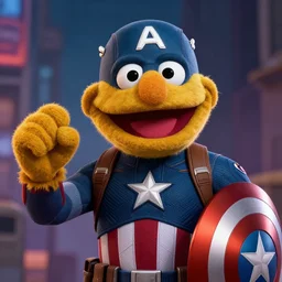 captain america as a muppet in the new action movie 4 k atmospheric volumetric