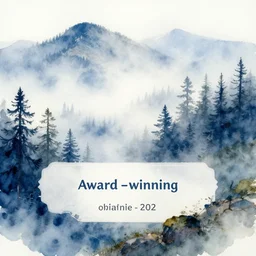 award - winning white to blue watercolor highly detailed perfectly defined digital art misty landscape forest mountainous trending on artstation