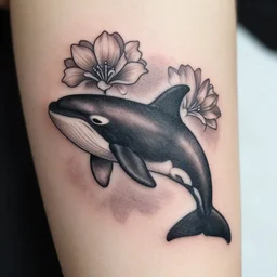 3 d tattoo stencil of a floral orca