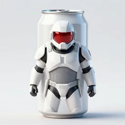 photo of master chief in a soda can, white armor, red visor