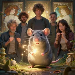 highly detailed vfx portrait of a cute little rat casting light magic, unreal engine, greg rutkowski, loish, rhads, beeple, makoto shinkai and lois van baarle, ilya kuvshinov, rossdraws, tom bagshaw, alphonse mucha, global illumination, detailed and intricate environment