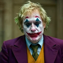 Boris Johnson is a Joker, hyperrealistic, digital