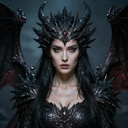 a beautiful female dragon queen, 8 k, dark fantasy, hyperrealistic, perfect face, symmetrical, hyperdetailed, fantasy portrait by laura sava
