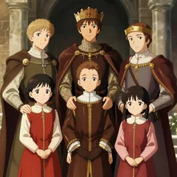 royal family portrait, medieval times, anime style, high resultion