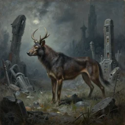 peter elson painting of a hunted sci - fi graveyard