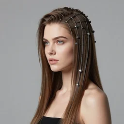 A photo of a caucasian female model with cables instead of hair, digital art