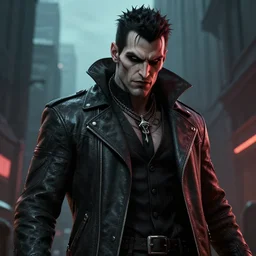 a digital art portrait of city vampire biker character design from vampire the masquerade, brutal vampire character sheet, 4 k, ultra detail, volumetric lighting, unreal engine, octane render