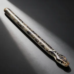 symmetrical Smooth and straight stick with snakeskin and snake head