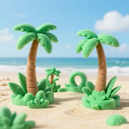 jungle made of styrofoam on beach