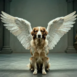 the angel dog, centered, film still from the movie directed by denis villeneuve and david cronenberg with art direction by h. r. giger and bernie wrightson